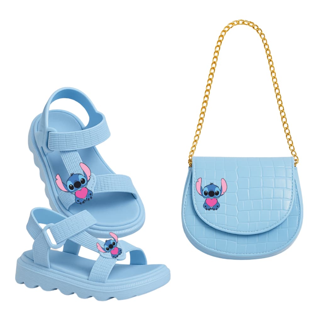 Kit Sandália Infantil com Bolsa Menina Confortável Leve e Elegante
