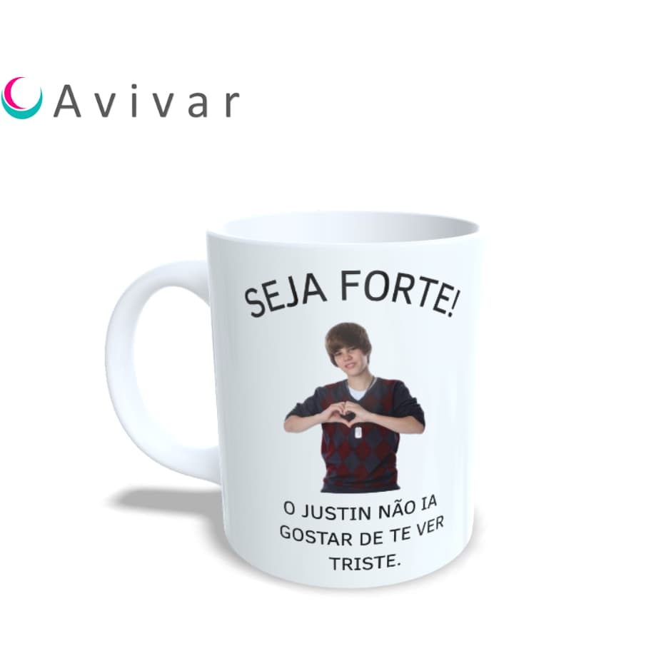 Caneca justin bieber meme seja forte - Presente - amigo