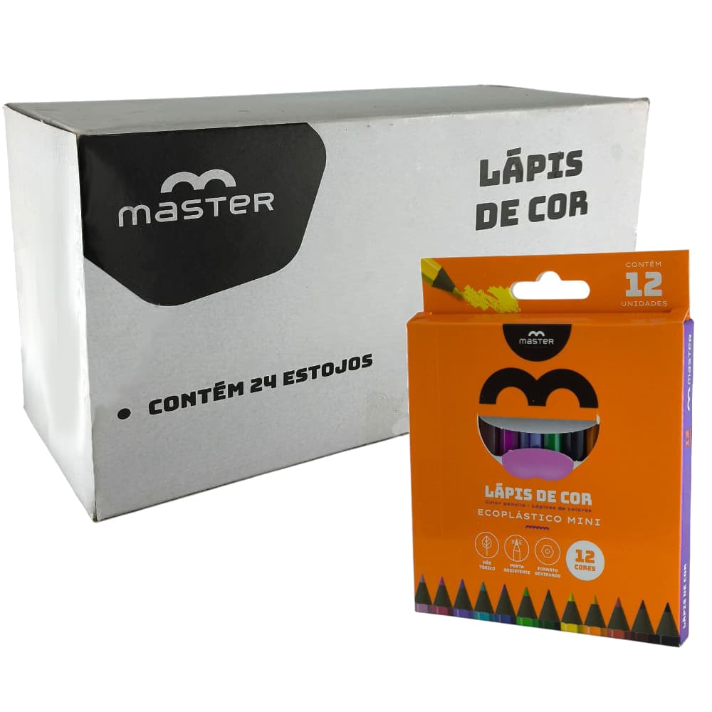 Lápis de cor ATACADO - 24, 30 e 48 caixas com 12 cores - Escolha a quantidade desejada