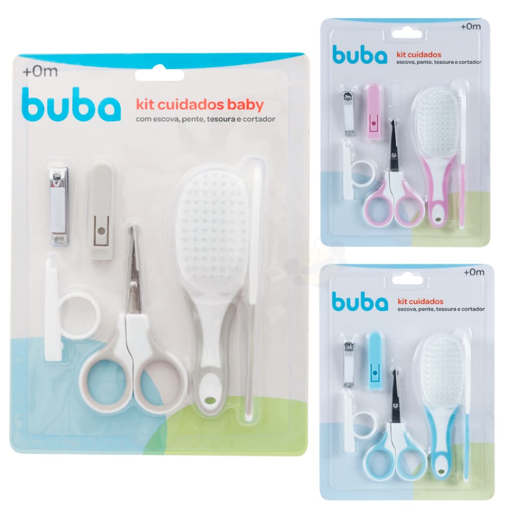 Kit Cuidados E Higiene Bebê Pente Escova E Cortador De Unha Buba