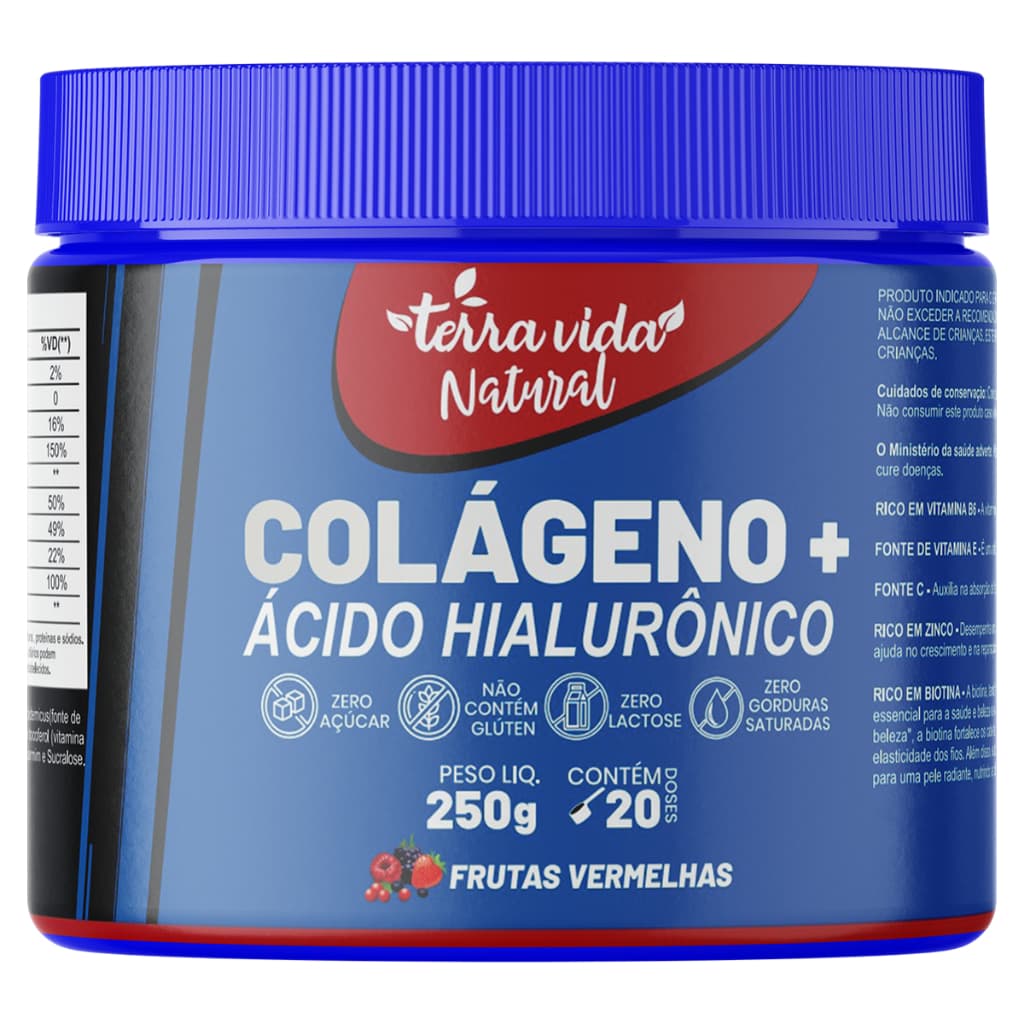 Colágeno Com Ácido Hialuronico Com Sabor 250g - Cabelo, Pele e unhas