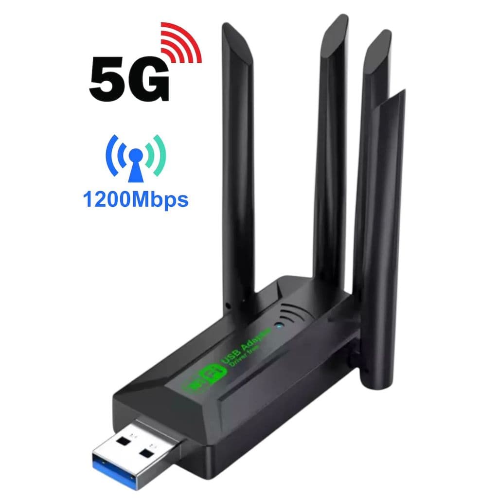 Adaptador Wifi USB 5G Dual Band 1.200mbps Com 4 Antenas Wireless Pc Computador Notebook