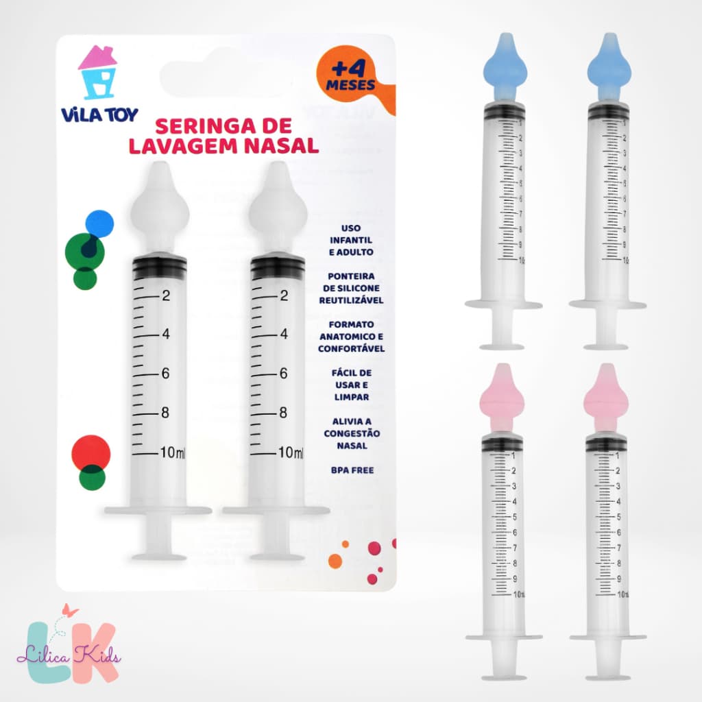 Kit 2 Seringas para Lavagem Nasal com Bico de Silicone - Vila Toy