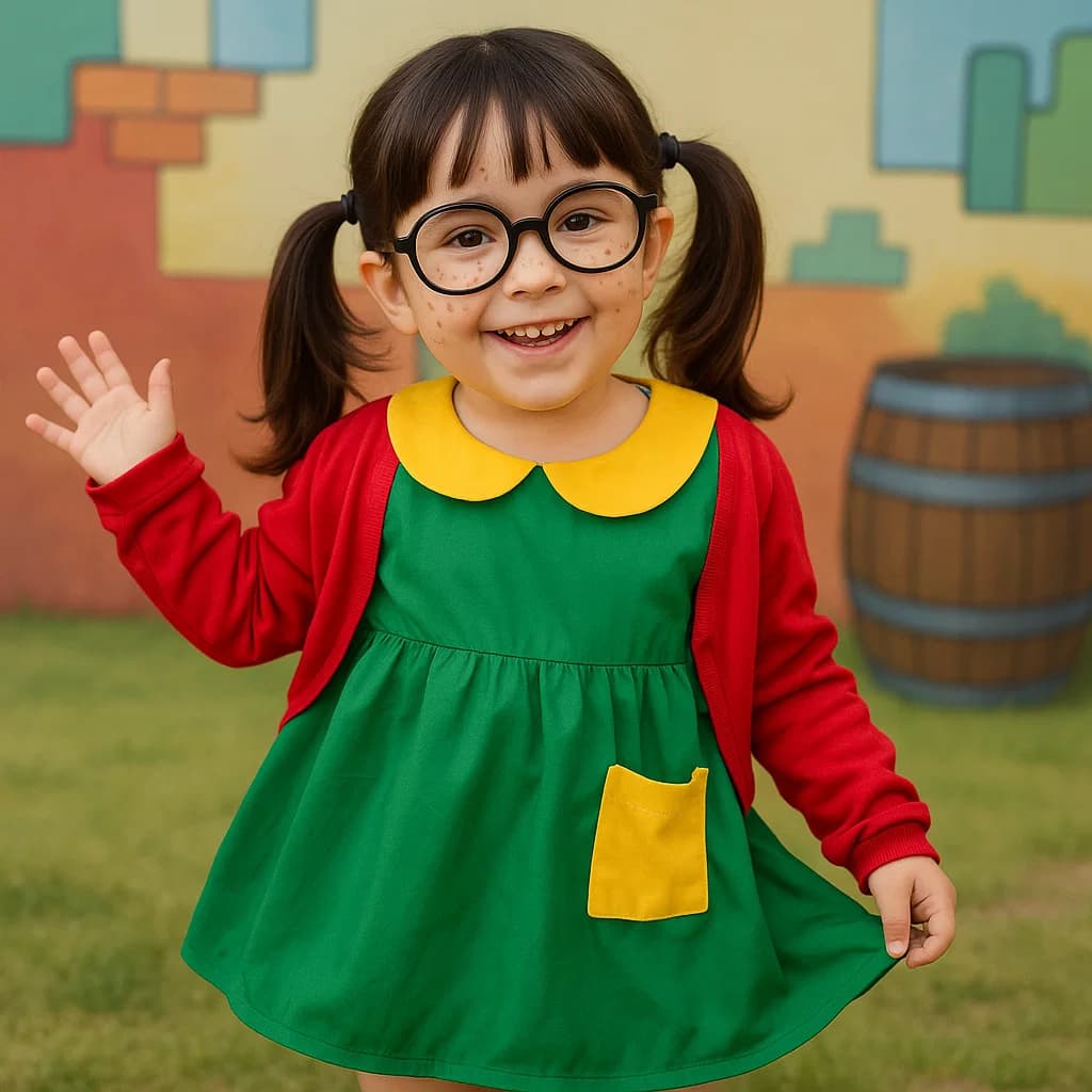 FANTASIA INFANTIL CHIQUINHA MENINA TURMA DO CHAVES CARNAVAL FESTA