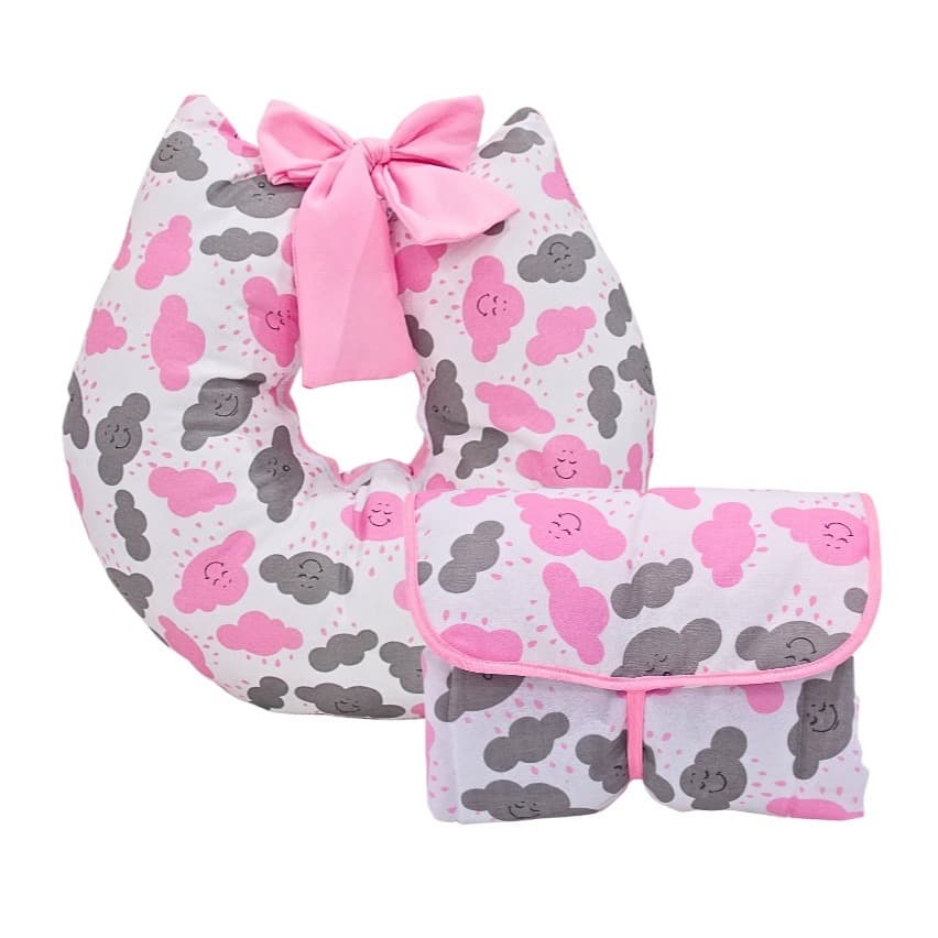 Kit Almofada Amamentação e Trocador de Fraldas Impermeável Dobrável Estampas Variadas