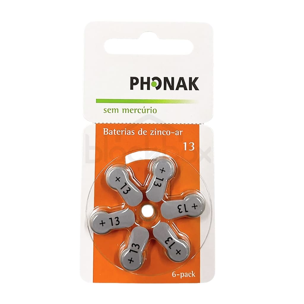 6 Pilhas baterias Aparelho Auditivo 13 PR48 1,45V - Phonak