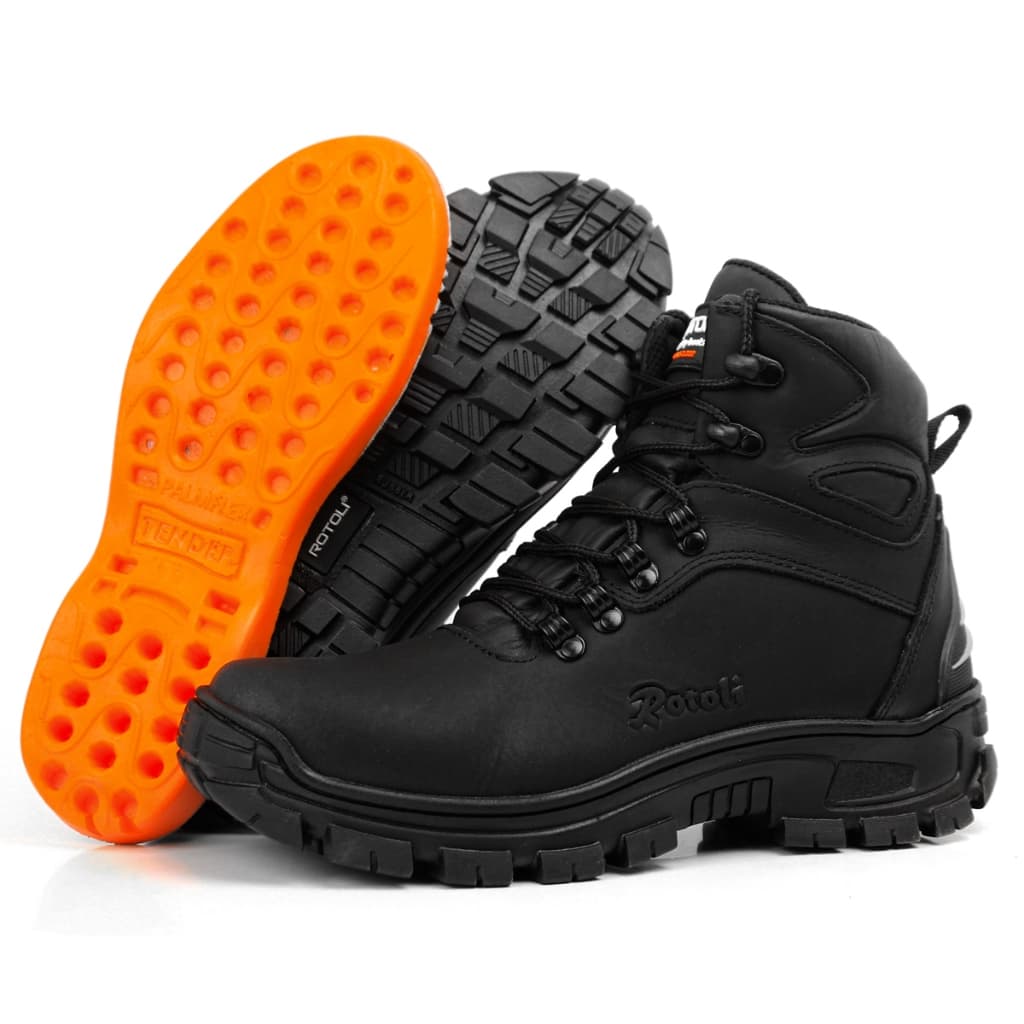 Bota Coturno Masculino Segurança Impermeável Trabalho C.A Couro Legítimo Bico Reforçado Palmilha Gel