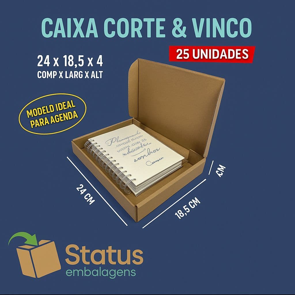 25 Caixas de Papelão  Medidas Internas 24x18,5x4- Correios  - IDEAL PARA AGENDA