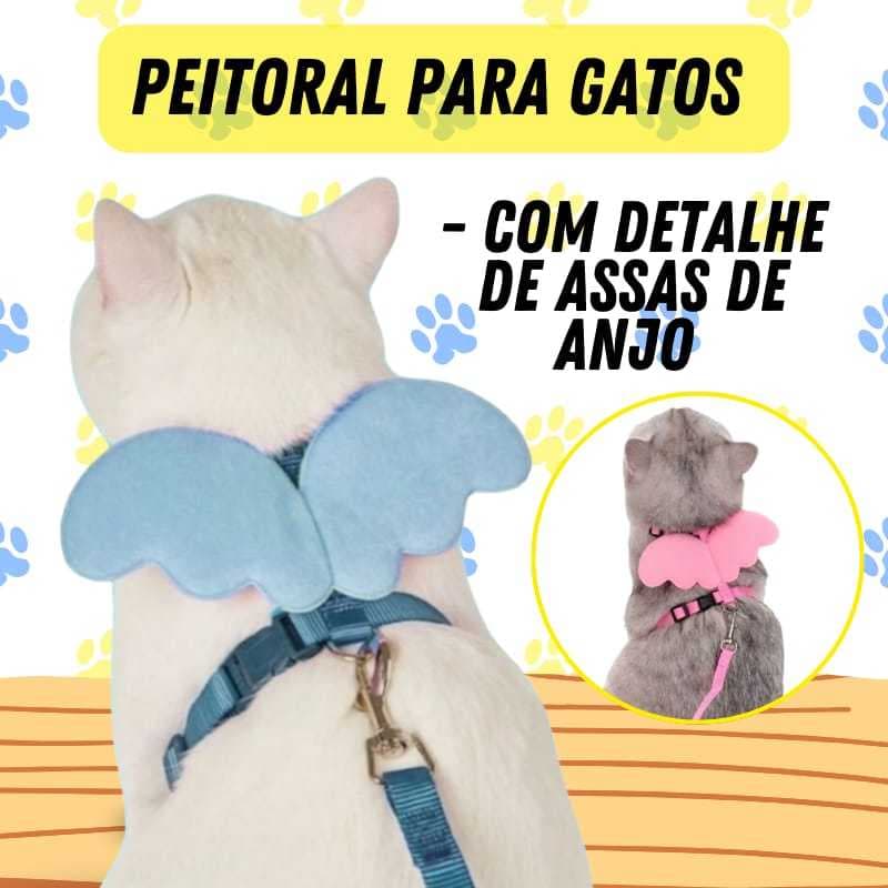 Coleira Gato Luxo Peitoral Com Guia  Ajustavel Seguro