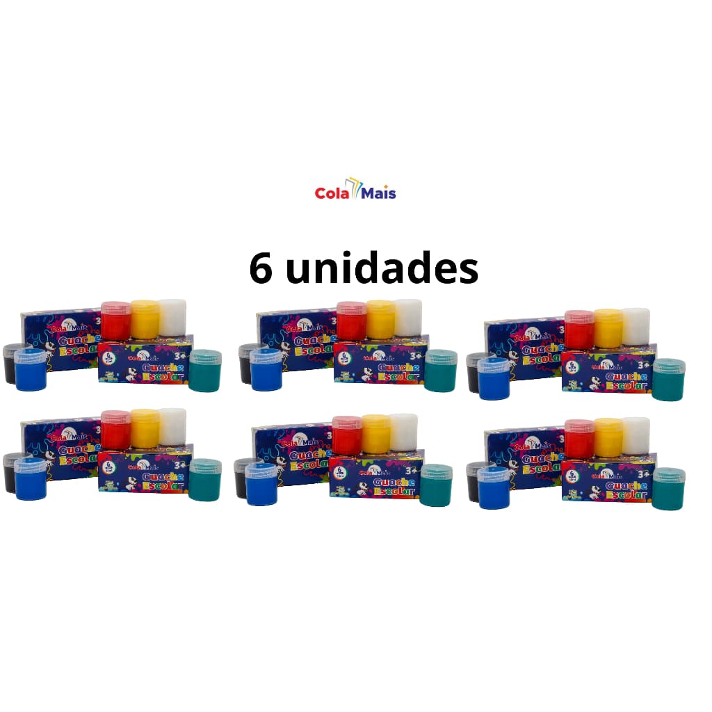 Tinta Guache 15 ml | 6 Cores Cola Mais | kit com 6/12/24/60 unidades/ Qualidade Premium