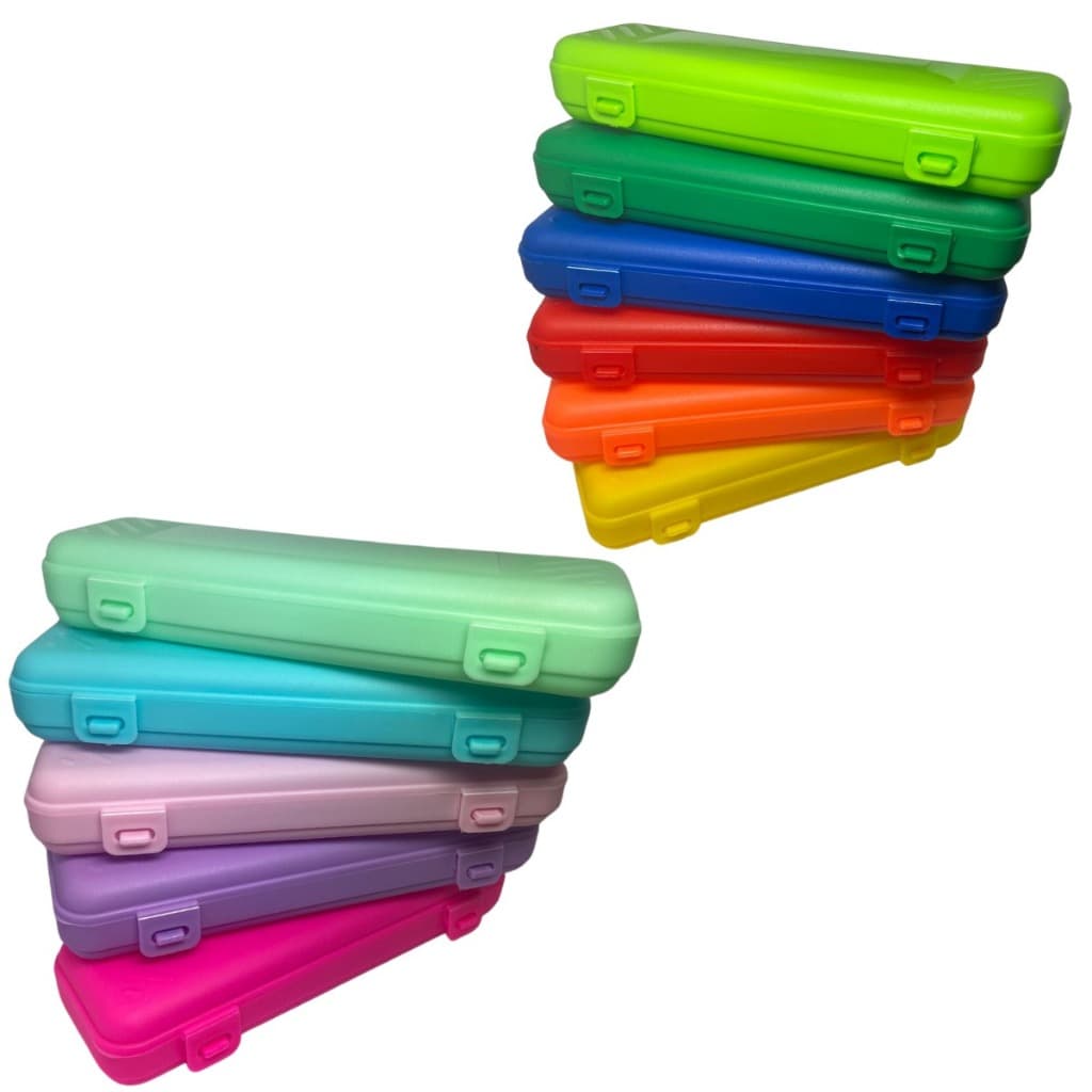 Kit 10 Estojos Escolar Plásticos Lembrancinha Diversas Cores