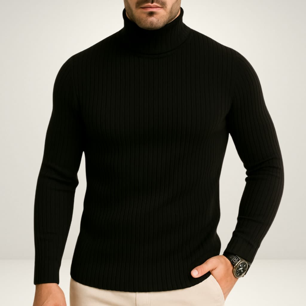 Camiseta Manga Longa Gola Alta Masculina Malha Canelada camisetas camisas de frio cacharrel  outono inverno