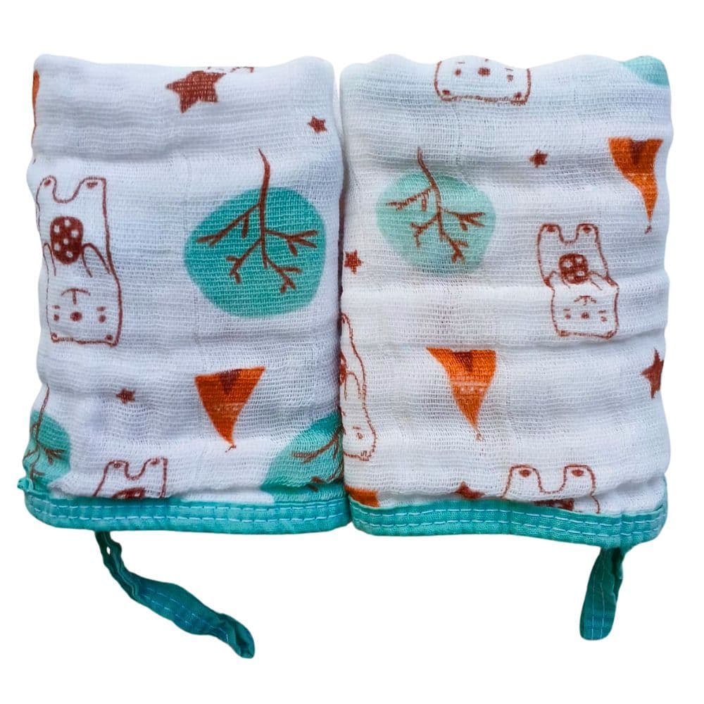 Kit 2 Pçs Toalha Pano Fralda de Boca Babete Bebe Soft MENINO SORTIDO 100% Algodão