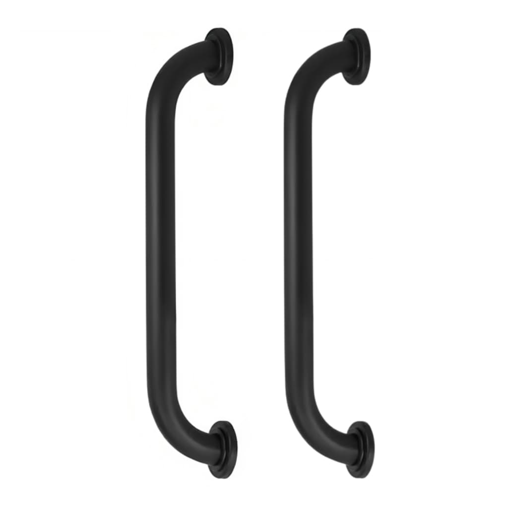 Kit 2 Barras de Apoio 50cm Preta Alça Suporte Deficiente Idoso Banheiro