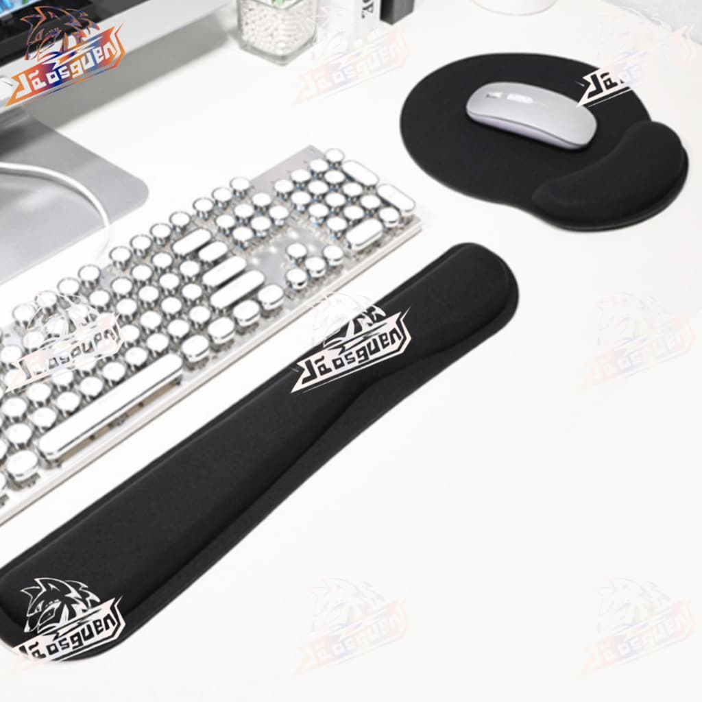 Mousepad + Apoio Pulso P/ Teclado Ergonômico Preta