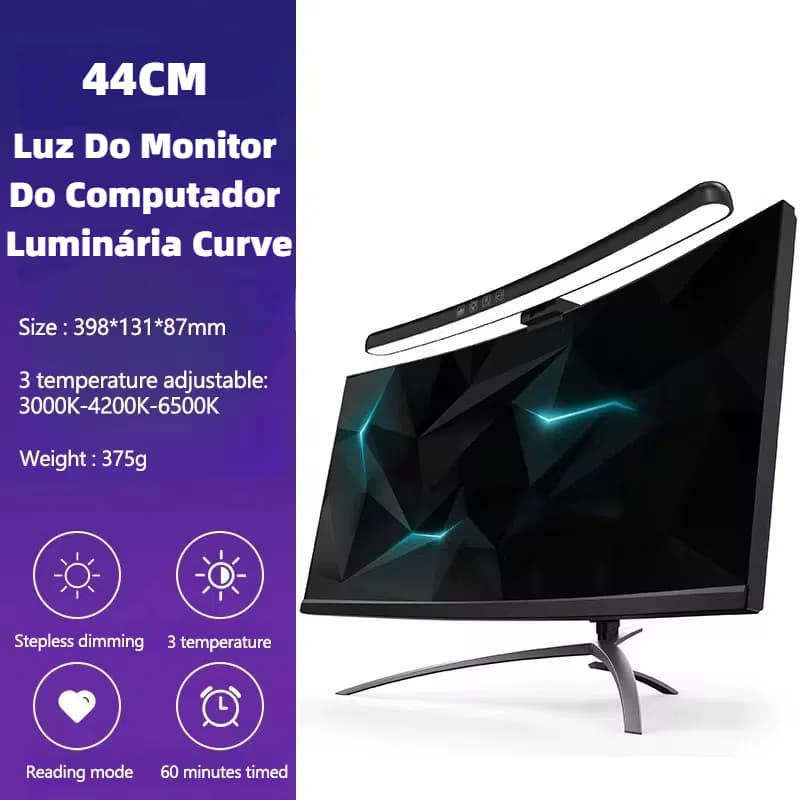 Luminária Barra Led Luz Curved Monitor Notebook Computador Usb Mesa Tela HREBOS IF-250