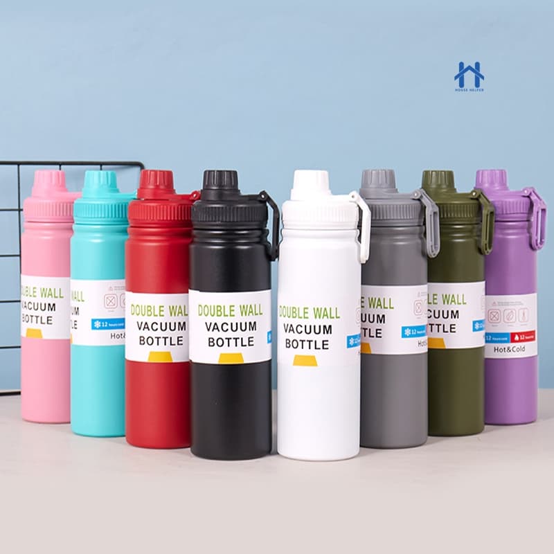 Garrafa 800ml Inox 304 Squeeze Isotermica Quente e Frio com Trava de Segurança e Alça HH UTILIDADES