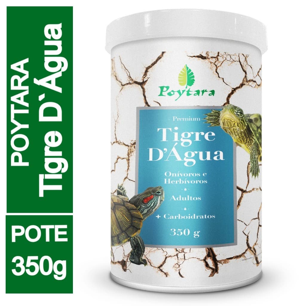 Ração Para Tartaruga Poytara Tigre Dágua Pote 350g -  Para tartarugas Aquáticas Adultas Poytara