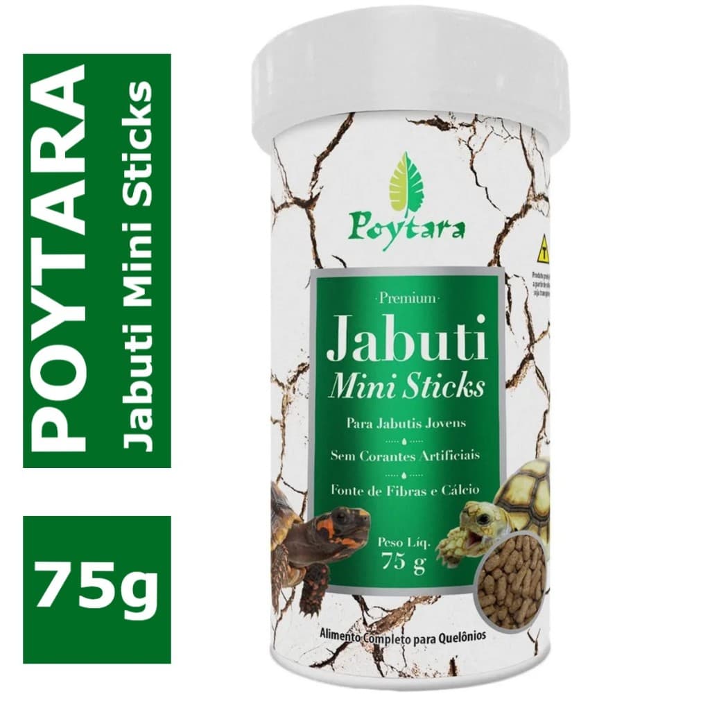 Poytara Para Jabuti Mini Sticks 75g -  Premium Para Répteis Jabutis Filhotes Terrestres
