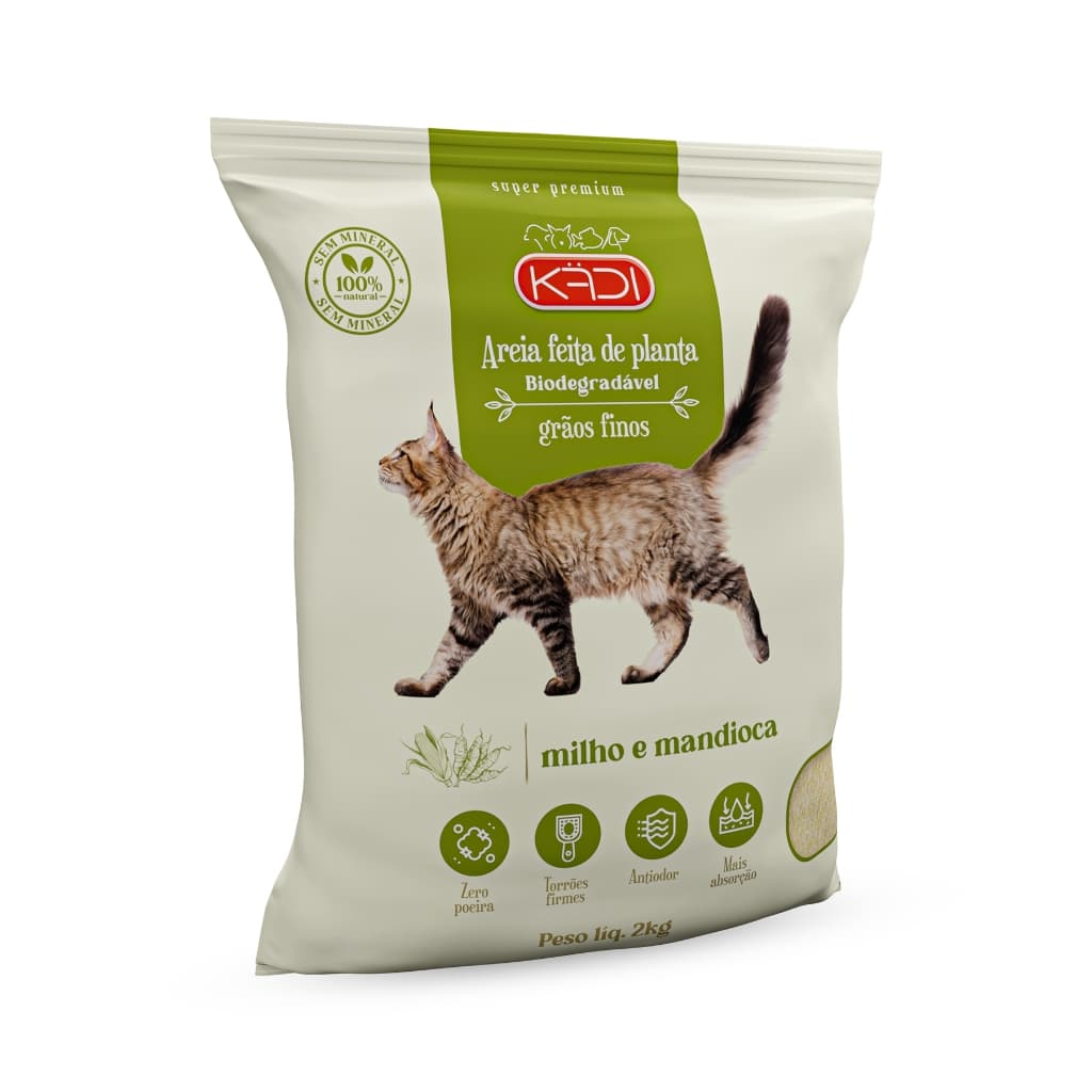 Kadi Areia Biodegradável Grãos Finos Para Gatos 2Kg