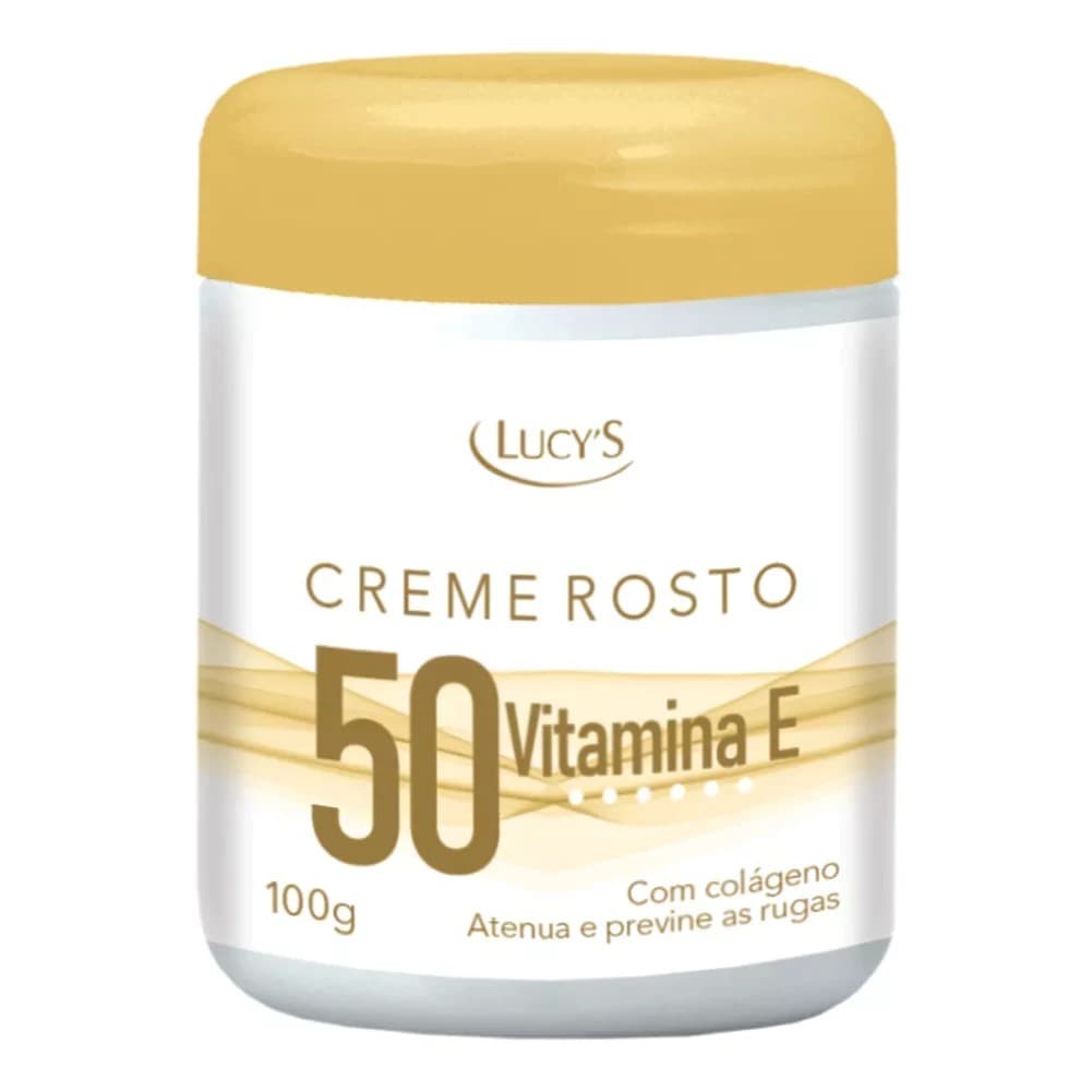 Creme Facial 50+ Para Rugas com Colágeno e Vitamina E Antissinais e Antirrugas - 100g Lucy's