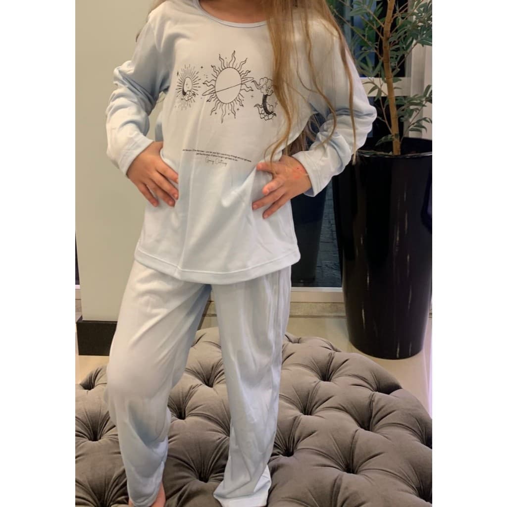 Pijama Longo Infantil Feminino Peluciado Estampas Sortidas Manga Longa Inverno Menina