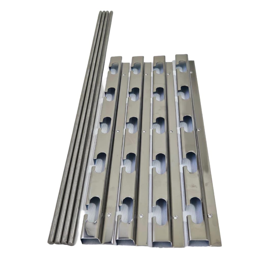 suporte 100% inox para churrasqueira com barras maciças 60, 75, 90cm