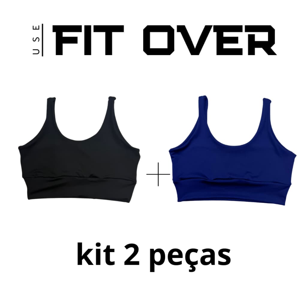 Kit 2 top cropped duplo sustentação forrado uv50+ academia básico