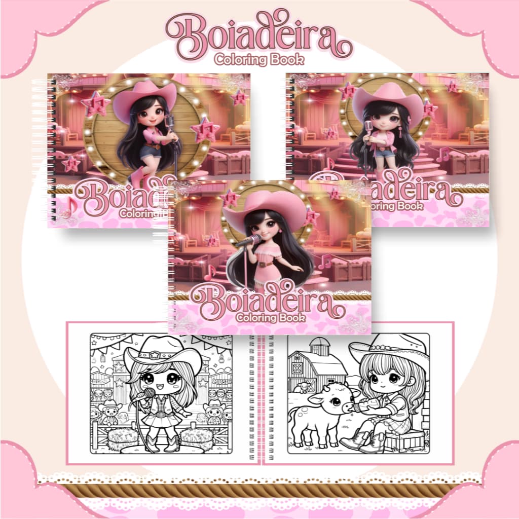 Livro de Colorir Boiadeira Capa DURA  Folha Grossa 50 Desenhos