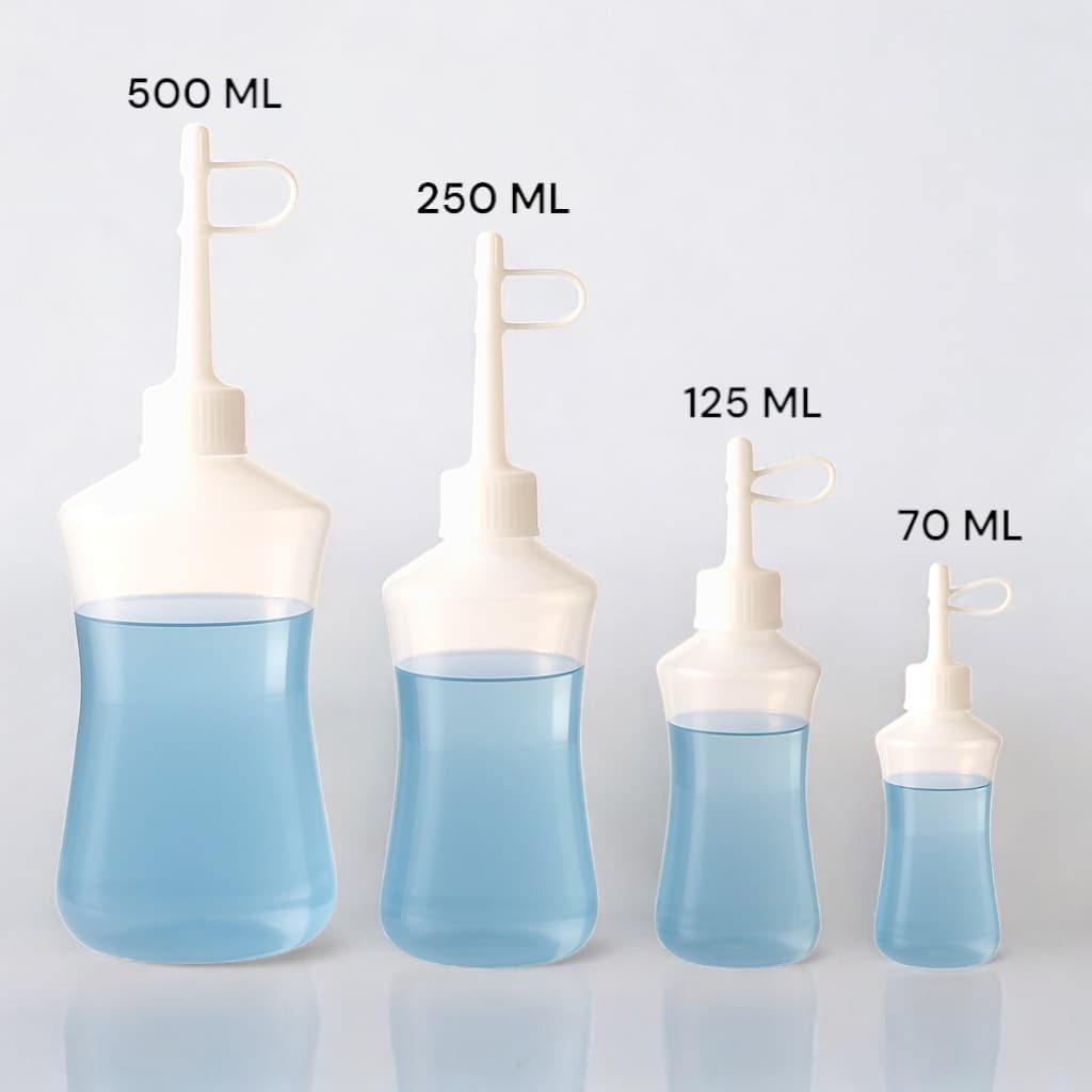 Almotolia Plástica Frasco Para Líquidos 125ml 250ml 500ml Bico Reto E Curvo