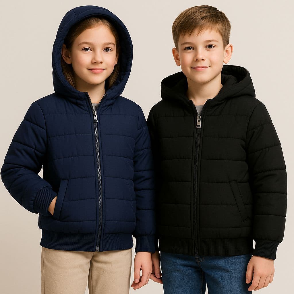 Jaqueta Bobojaco punho ribana puffer Infantil Grosso especial pra frio com capuz Menino e Menina