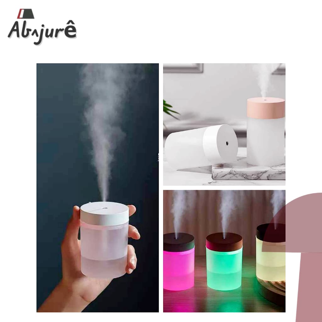 Kit 2 Mini Umidificador Difusor De Aroma Abajur LED RGB Escritório Luminária Mesa Luz Noturno