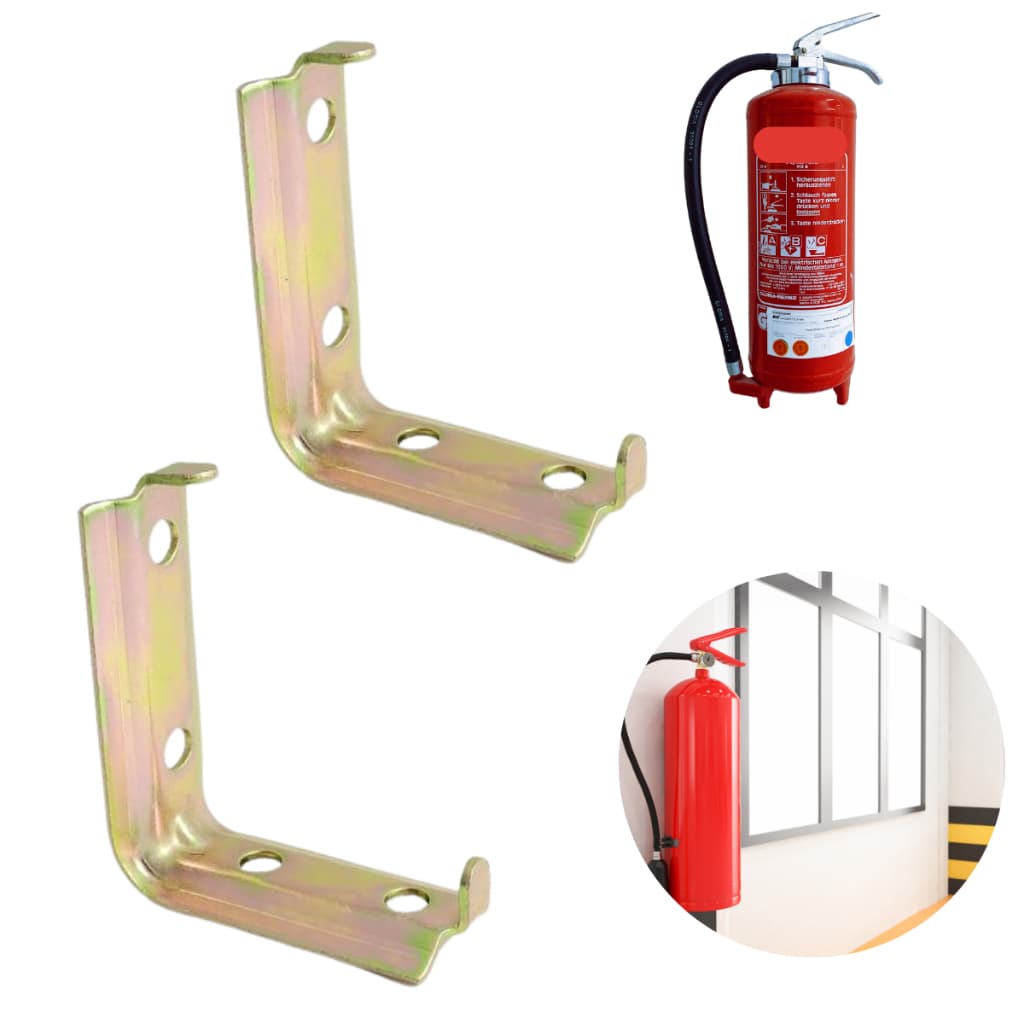 Suporte de Parede Para Extintor de Incêndio Universal KIT com 2 Gancho Metálico Reforçado
