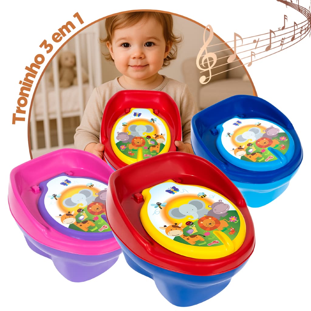 Troninho Privadinha Musical Menino Menina Assento Penico Infantil Redutor Vaso Sanitário Styll Baby