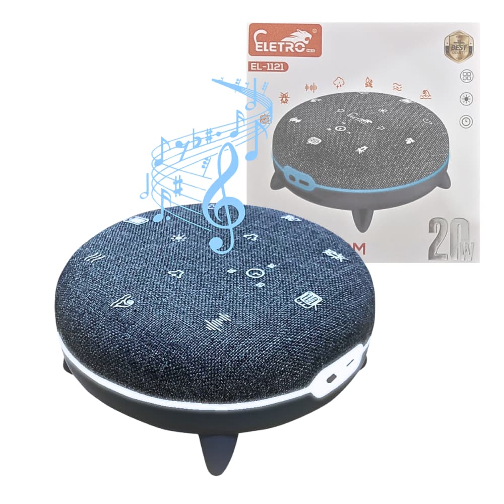 Caixa De Som Ruido Branco Sons da Natureza Sono Relaxante 20W Luz LED Eletromex EL-1121 - Oriente