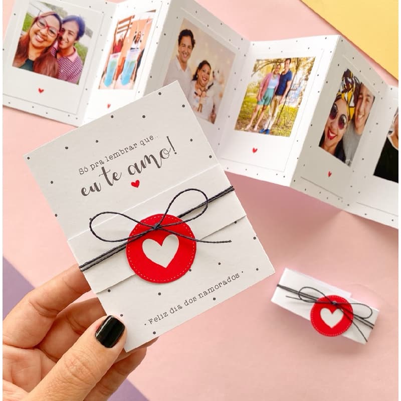 Cartão Sanfonado Com Fotos Mini Álbum Dia Dos Namorados Dia dos Pais Presente