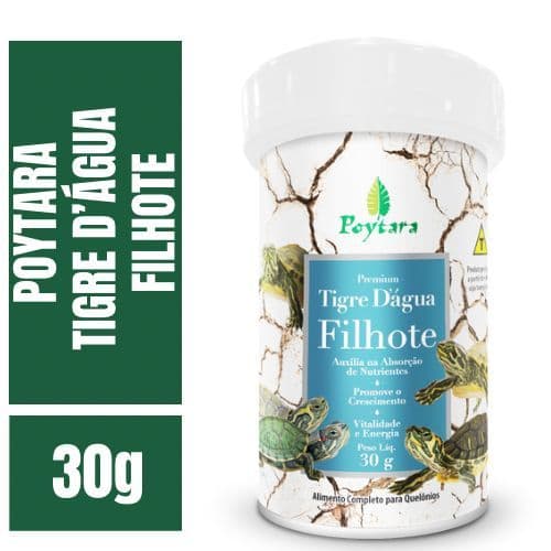 Ração Para Tartarugas Filhotes Poytara Tigre Dágua Saco 30g  Para tartaruga Aquática Filhote Poytara