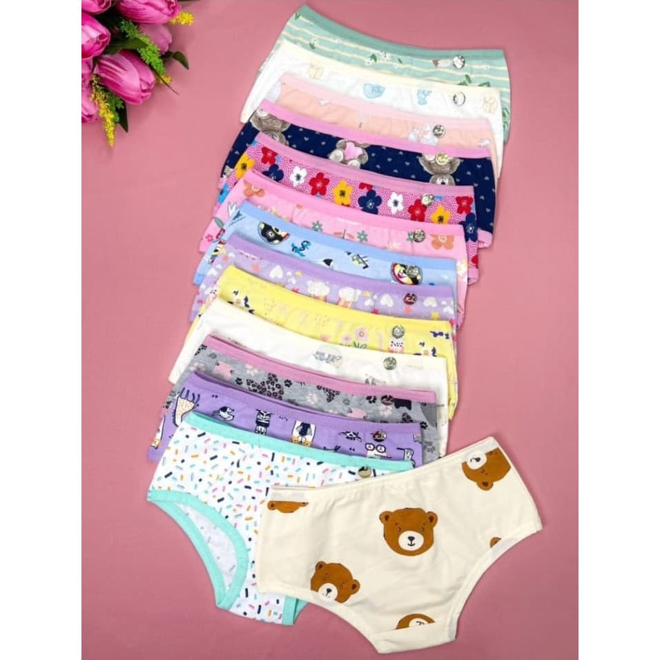 Kit Com 5 Calcinhas Infantil De Cotton Para Meninas Com Algodão