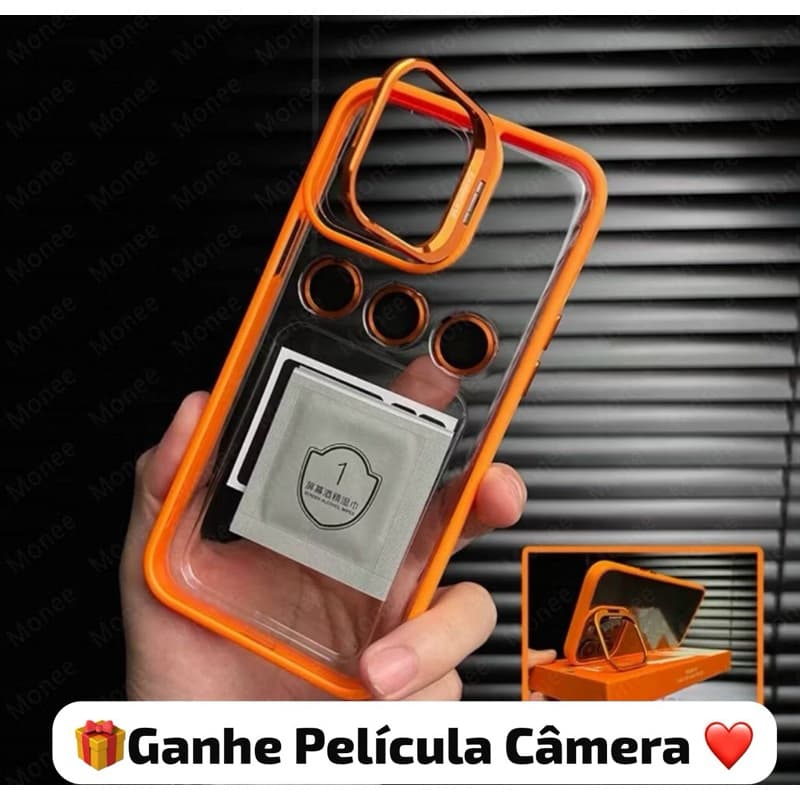Capinha Case Premium Magsafe Suporte Câmera Brinde Película Câmera iPhone 16 15 14 13 12 11 PRO MAX