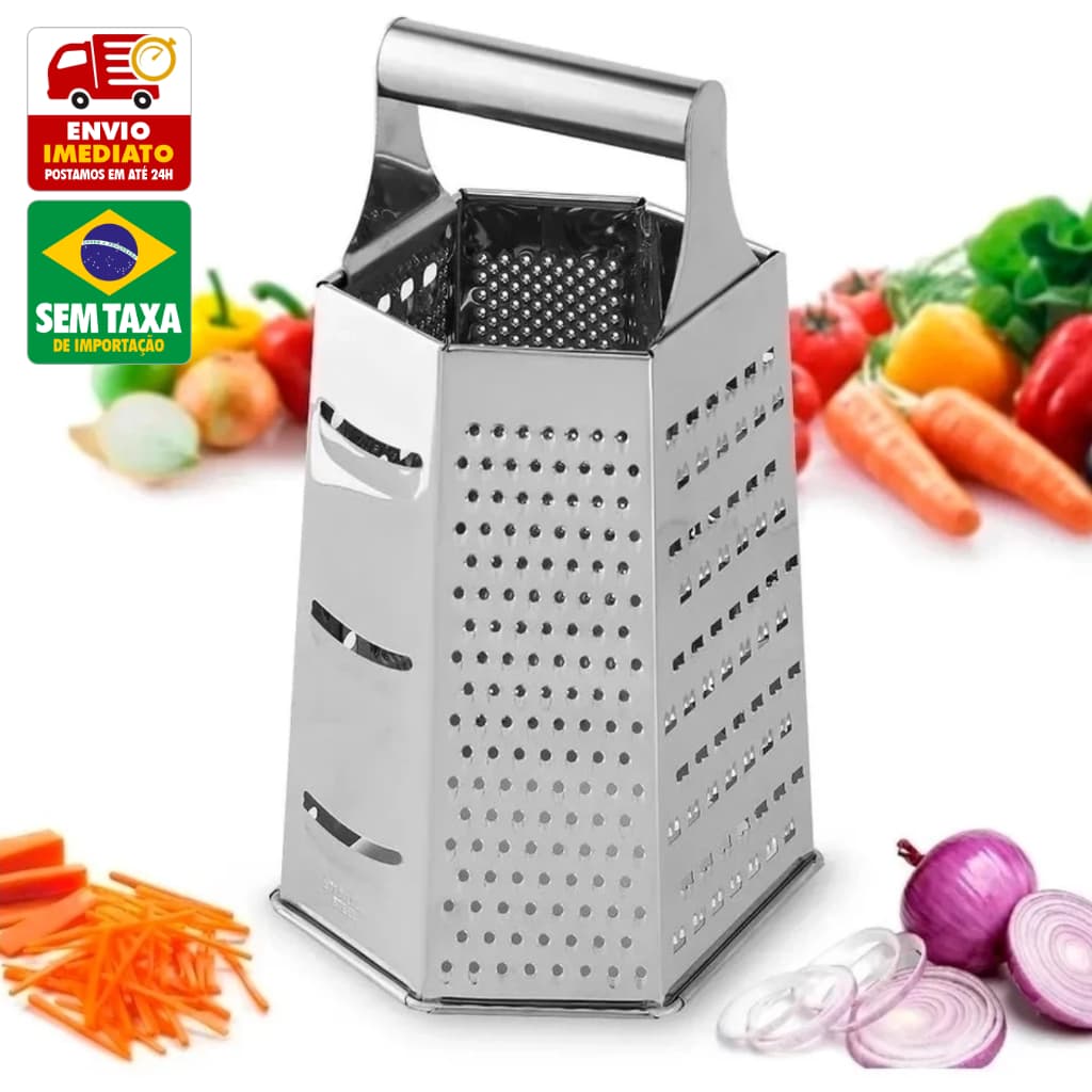 Ralador Inox de Alimentos Universo 6 ou 4 Faces em Aço Inox Metal Multiuso Queijo Legumes Cozinha GP6
