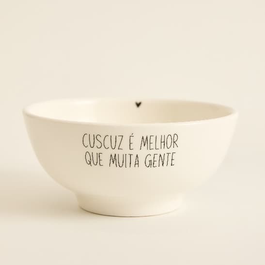 Kit até 2 unidades Bowl Cuscuz Tigela de Porcelana Branca Cuscuz é melhor que muita gente16x7,5 cm