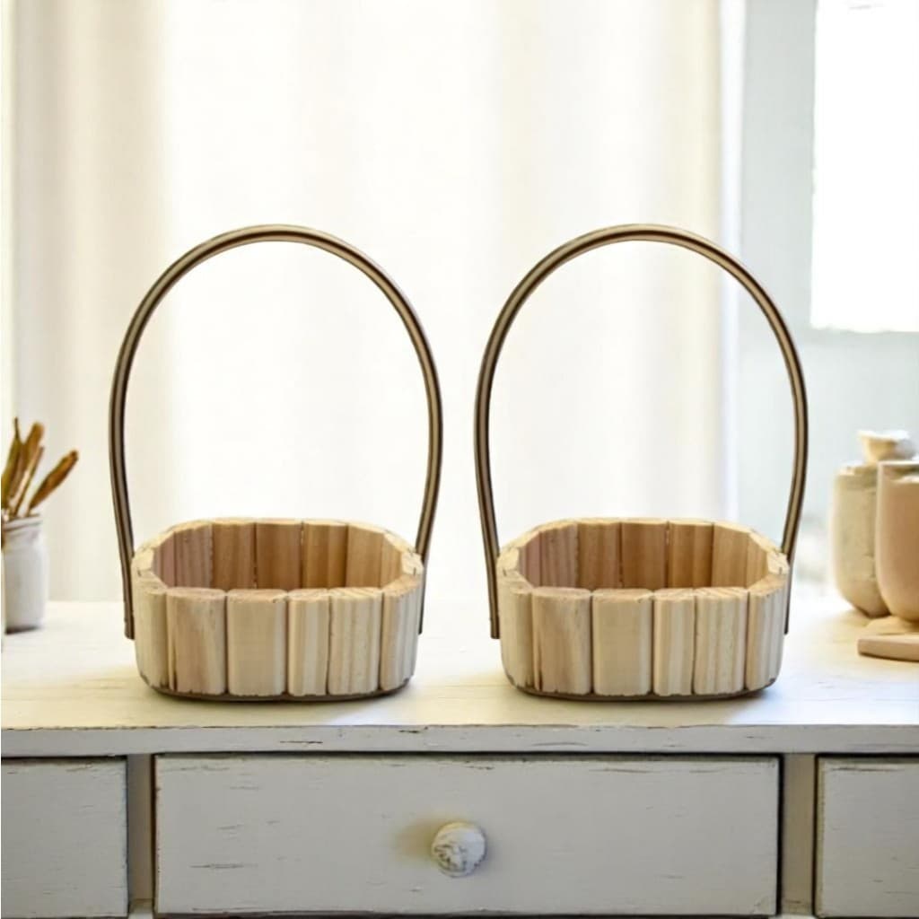 Kit 10 Cestas oval 16cm Fraldeira Madeira Decoração