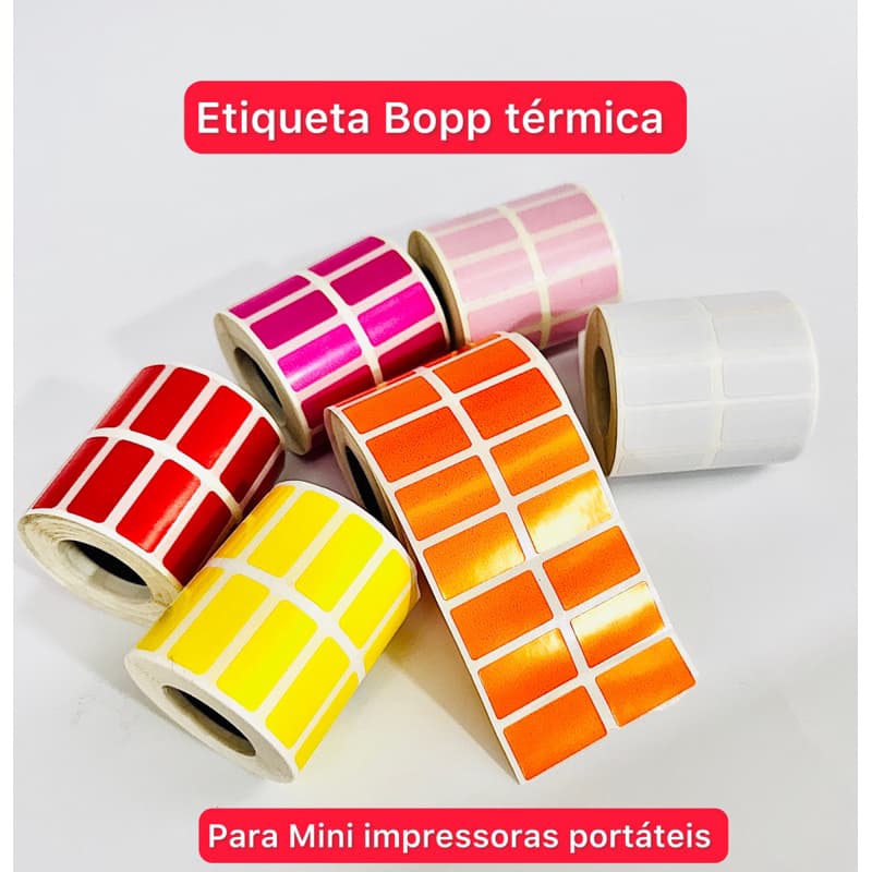 Etiqueta Bopp térmica 23x10x2 p/ Mini impressoras portáteis com 10 mts 1.538 etiquetas