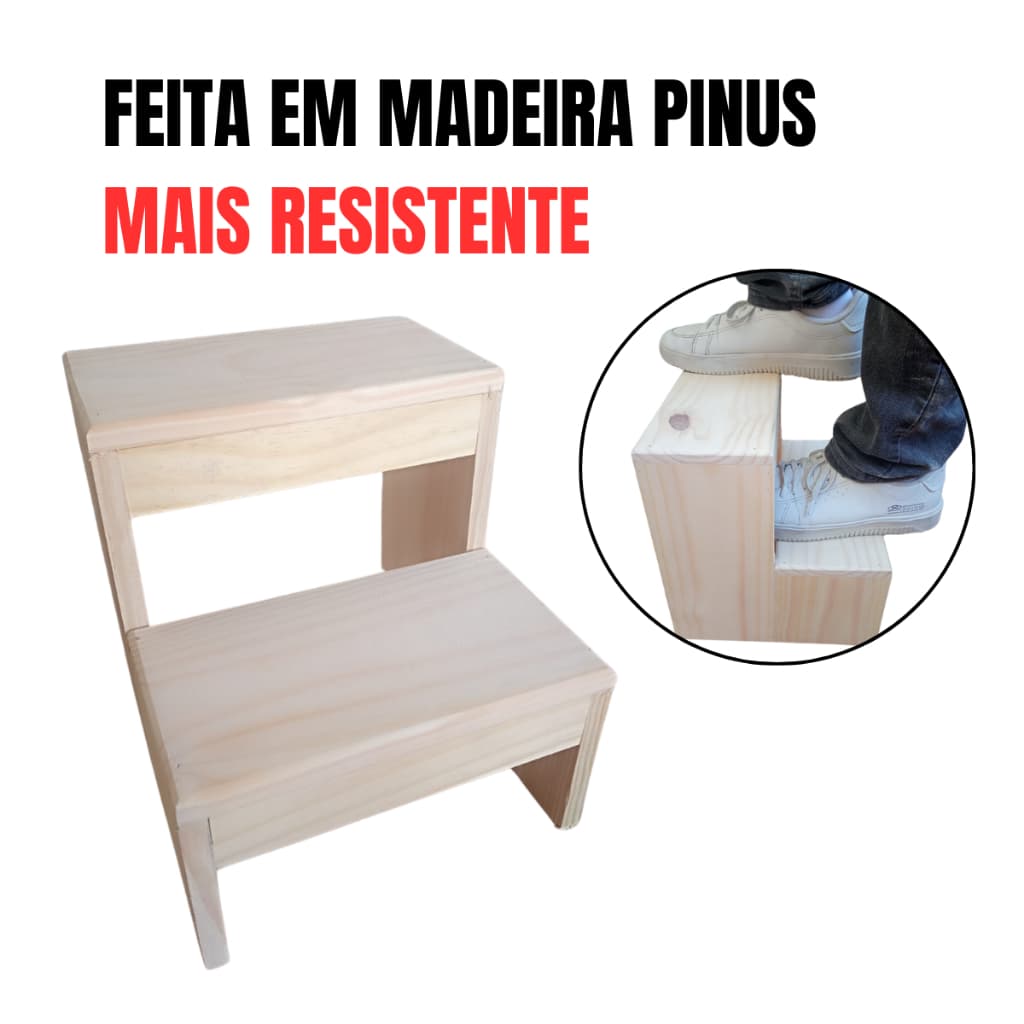 Escadinha Dupla Auxiliar Consultório Estética Assistente de Maca Crianças, Pets e Manicure Premium