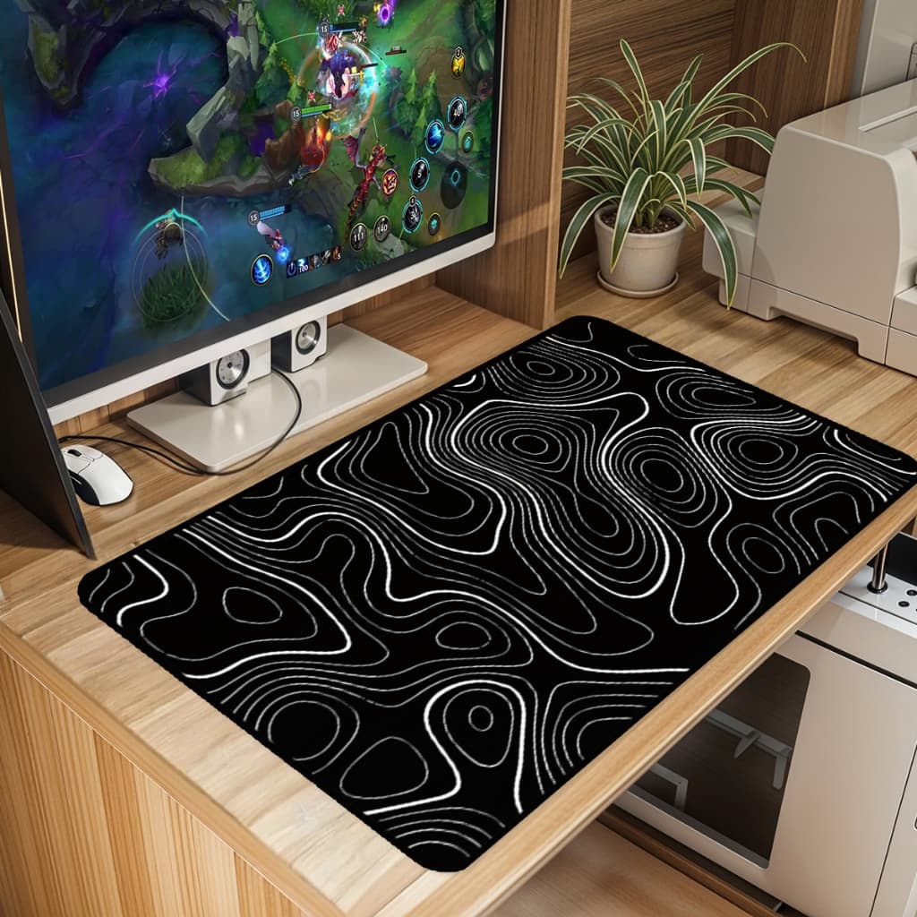 Mouse Pad Abstrato Gamer Antiderrapante Grande 70x35 80x35 90x40 90x50 cm Borda Costurada