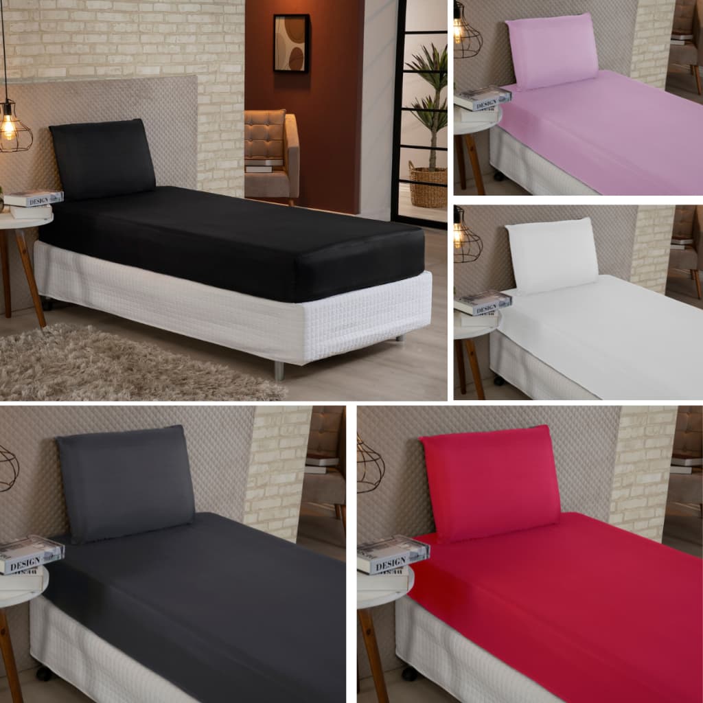 Jogo de Lençol Solteiro 2 Peças com Elástico Microfibra Peletizada Antibolinha