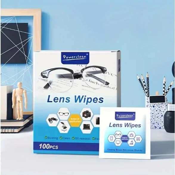 Caixa C/ 100 Peças Lenços Flanela Umedecidos Antiembaçante Limpa Lentes Óculos Câmera e outros Ref: B225
