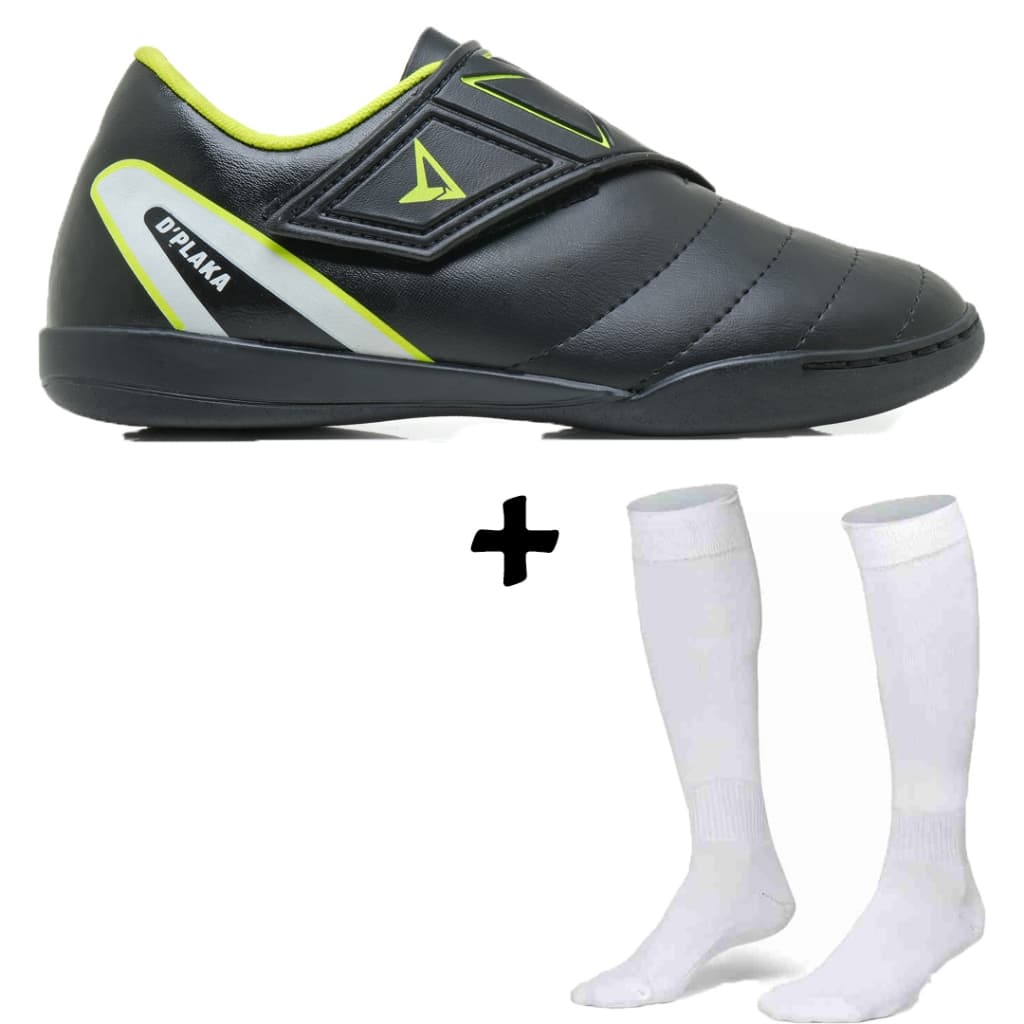 Chuteira Infantil de Futsal com Fechamento em Velcro + Meião de Futebol Juvenil