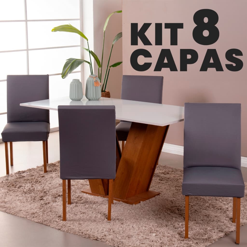 Kit 8 Capas Cadeira Malha Gel Elastano Luxo Protecao Lavavel Ajuste Perfeito Premium