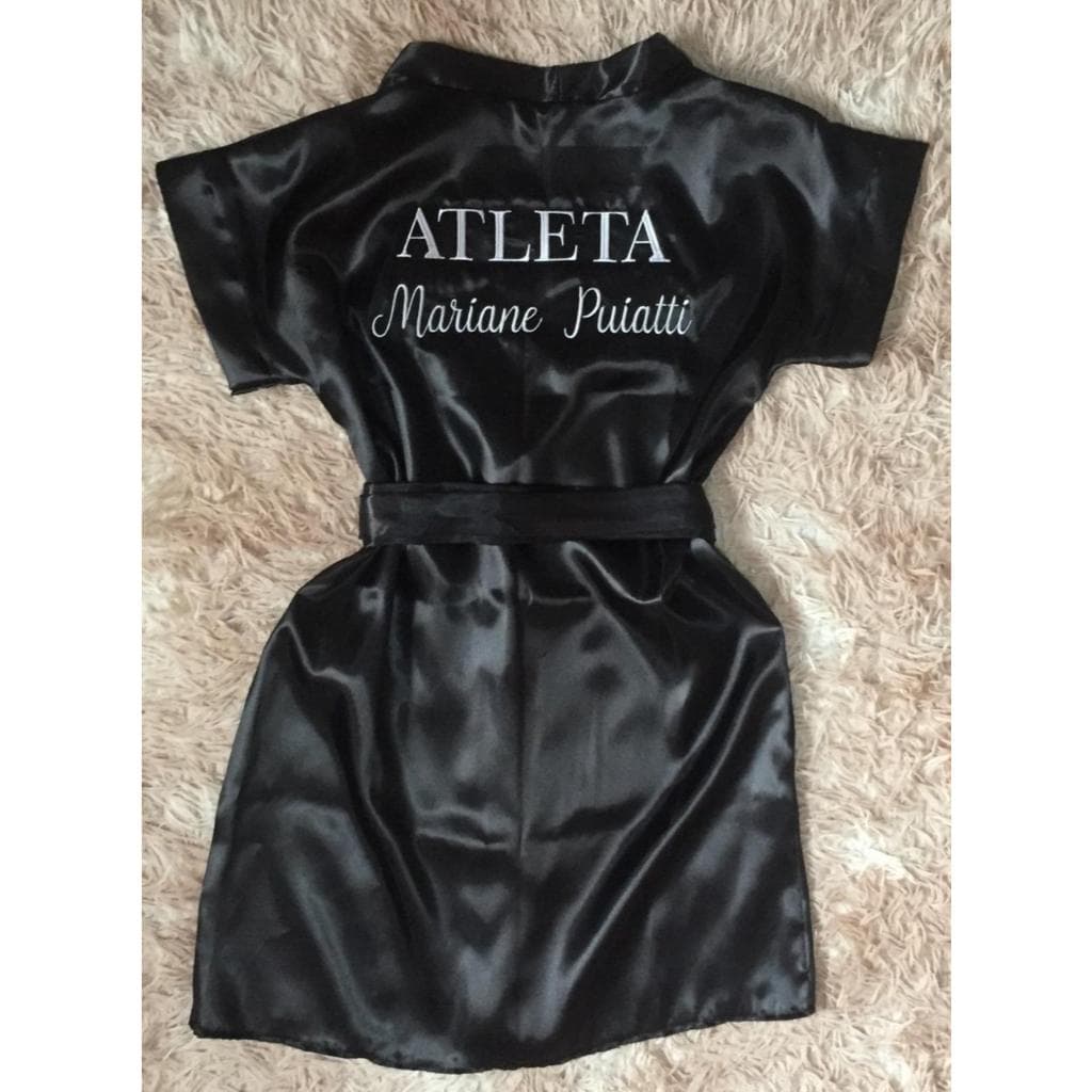 Robe de Cetim Bordado Personalizado Atleta Wellness Competição